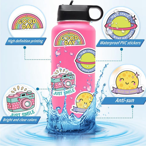 YAMIOW 160pcs Cute Positive Words Stickers, VSCO Trendy Waterproof Vinyl Stickers for Kids, Teens, and Adults
