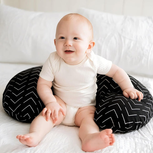 Yosoo Classic Black Print U Shape Breastfeeding Pillow Cover, Washable Nursing Pillowcase for Moms, Breastfeeding