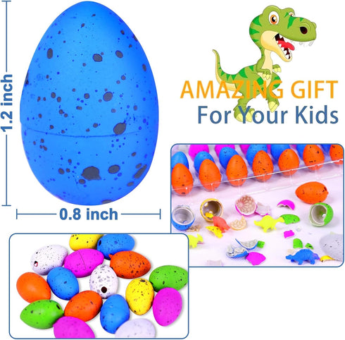 60 Pcs Hatching Dinosaur Eggs Party Favors for Kids, Grow in Water Dino Eggs with Toys Inside