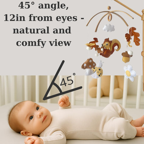 Baby Mobile for Crib, Adjustable Wooden Arm Holder, Easy Install Nursery Accessory, Natural Gift for Newborn