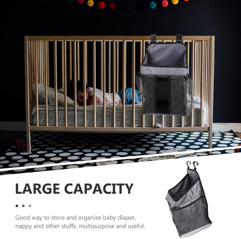 Toyvian Bedside Hanging Diaper Organizer Caddy for Nursery Storage with Milk Bottle Pouch Cloth Diaper Pouch and Crib