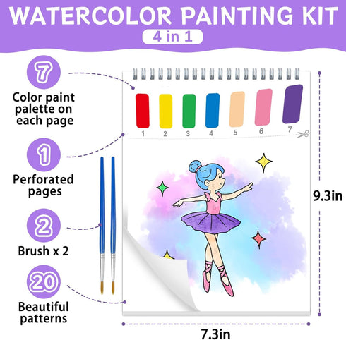 SOCOLER 1-3, 4-8(Princess Paint with Water Coloring Books for Toddlers,Mess Free Watercolor Painting Papers for Kids