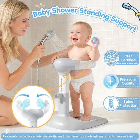 LimboGlow Anti-Pinch 6-36 Upgraded Baby Shower Stand with Silicone & Anti-Slip Base, Adjustable Height Baby Bath