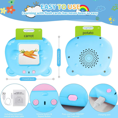 Kids Toddler Talking Flash Cards with 224 Sight Words, Montessori Toys, Speech Therapy, Learning Educational Gifts for