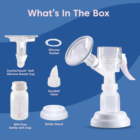 Limerick Love Manual Breast Pump, Easy-to-Use & Portable, Includes ComforTouch Silicone Breast Cup, BPA-Free Bottle