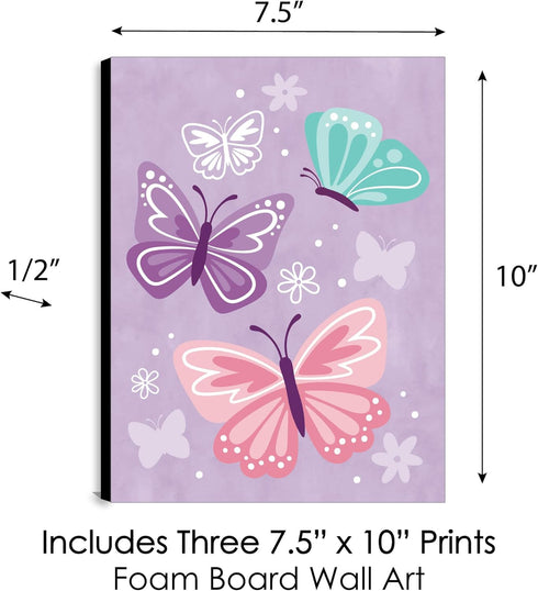 7.5 10 inches Set 3 Big Dot of Happiness Beautiful Butterfly - Floral Nursery Wall Art and Kids Room Decor - x