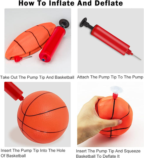 Hymaz 12 Pack 4 Inch Mini Basketballs for Kids, Rubber Inflatable Balls with Pump for Sports Party Favors