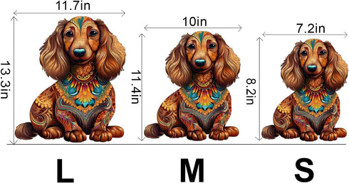 Wooden Puzzle for Adults, Long-Haired Dachshund Dog Jigsaw Puzzle, Unique Shape Animal Wood Puzzles