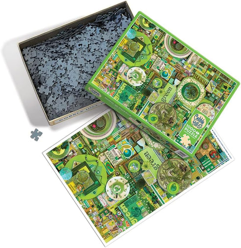 Cobble Hill 1000 Piece Puzzle - Rainbow Collection: Green - Sample Poster Included