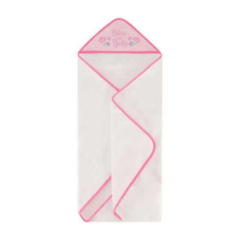 3 Pack GS71730 Cudlie Buttons & Stitches Baby Girl Rolled/Carded Hooded Towels in Bless This Baby Print