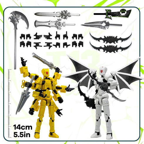 KAMOVNY T13 3D 2PCS Set, 3D Action Figures Pre-Assembled Multi-Jointed Robot with Interchangeable Parts, Printed