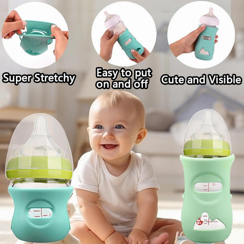 QinSuiKai 4 Pack 8 OZ) Silicone Sleeves for Avent Natural Glass Baby Bottles, Anti Breakage Baby Bottle Holder