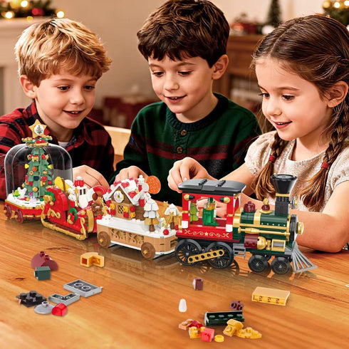 Set, Sets 8+(1041 Christmas Train Building Blocks Trian Model Building Toy Collectible Holiday Block for Boys & Girls