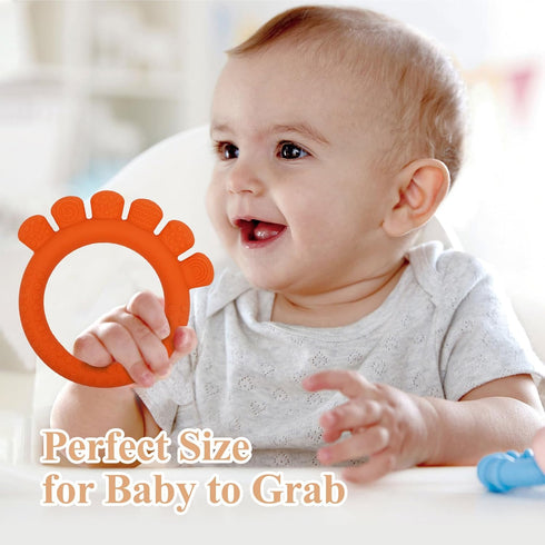 0-6,6-12 Baby Silicone Teething Ring Toys for Months Boys and Girls,Chew Teether Stuff for Infant,Newborn Must Have