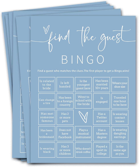 Wedding Shower Games Cards, 25Pcs Prefilled Find The Guest Bingo Game Cards, Engagement Party Supplies for Guests