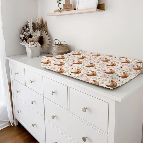 Vintage Hens Chicken Boho Floral Changing Pad Cover, Soft Stretchy Snug Fitted Baby Diaper Changing Mat Sheets 32''x16''
