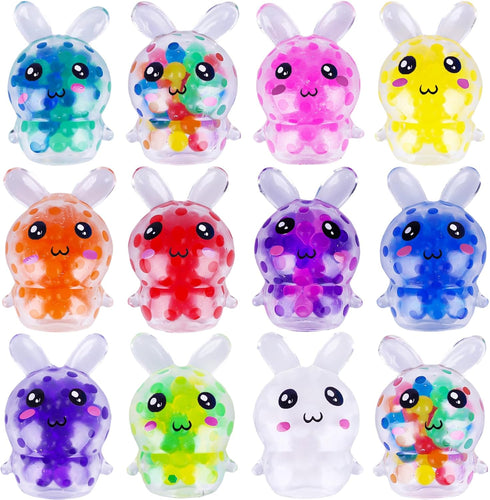 Exun 12 Pcs Easter Bunny Mini Squeeze Balls, Easter Basket Stuffers, Easter