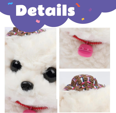 Cuteoy Walking White Dog Stuffed Animal - Talking Educational Plush Puppy Toy for Boys & Girls