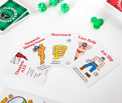 Prolific Games Flapjacks & Sasquatches, Upgraded 2nd Edition Family Card & Dice Game for 2-8 Players