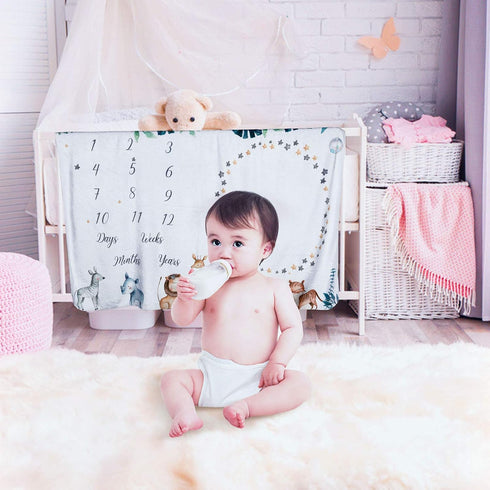 nuaele &12 55"x40" Baby Monthly Milestone Blanket - Nursery Decor for Newborn Baby Shower - Personalized Soft Fleece