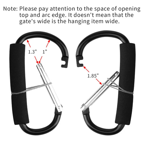 4 Pack Large Carabiner 5.5" D Style Click and Carry Bag Carrier Stroller Hooks (Black and Blue)