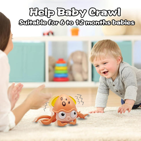 Crawling Octopus Baby Toys, 2024 New Infant Tummy Time with Music LED Light, USB Rechargeable Toddler Gift