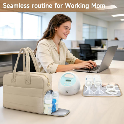 Zalirium S1/S2 15.6" Pack,Camel Breast Pump Bag with Insulated Breast Milk Cooler Pocket, Fits Spectra & Most Pumps