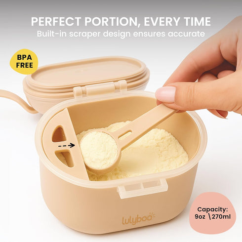 Lulyboo Baby Formula Milk Powder Container - Travel-Friendly, Airtight Storage with Scoop & Spork, Compact BPA-Free