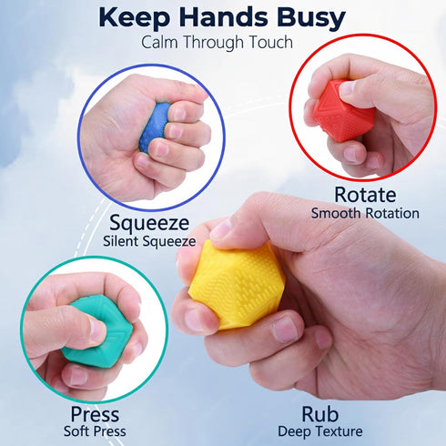 3+ Quiet Sensory Fidget Worry Stone for Kids & Adults Silicone Textured Tube Toy for Autism, ADHD & Anxiety, Calming
