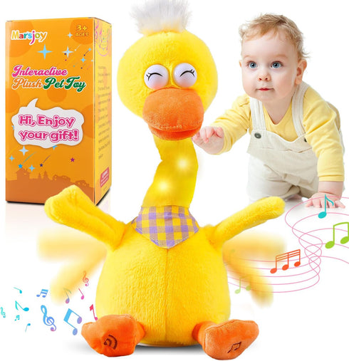 Marsjoy 13" Talking Dancing Duck, Repeating What You Say Mimicking Recording Plush Baby
