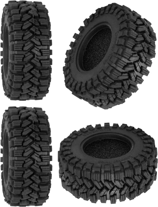 RC 1.2in Beadlock Tires 62 * 24mm for 1/18 Trx4m, 1/24 SCX24 FCX24, Soft Sticky Rubber Tires, 4PCS (Style A)