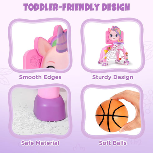 1 2 3 Liberry Toddler Basketball Hoop & Soccer Goal for Year Old Girls Boys, Kids Sports Toy with Lights Sounds Music
