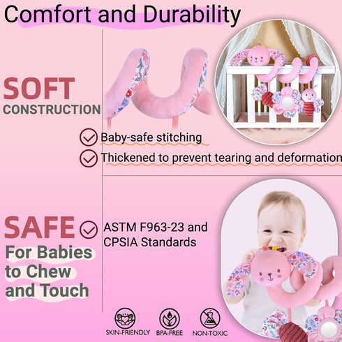 0-6-12 0-3-4-5-7-9 Spiral Car Seat Toy for Babies Months Girl, Stroller Hanging Baby Toys Month Old Newborn Infant