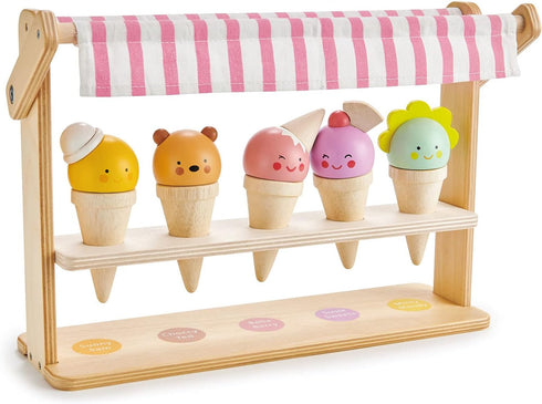 Tender Leaf Toys - Scoops and Smiles, Ice Cream Toy Shop with 5 Solid Wood Pretend Play Set for Kids, Age 3+