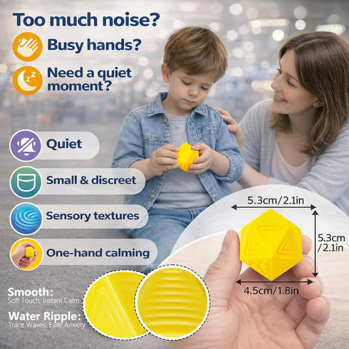 3+ Quiet Sensory Fidget Worry Stone for Kids & Adults Silicone Textured Tube Toy for Autism, ADHD & Anxiety, Calming