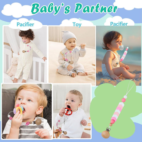 Silicone Pacifier Clips Baby Girl,Crib Pacifier Catcher Keeps Pacifiers, Teethers & Small Toys in Place-Pink
