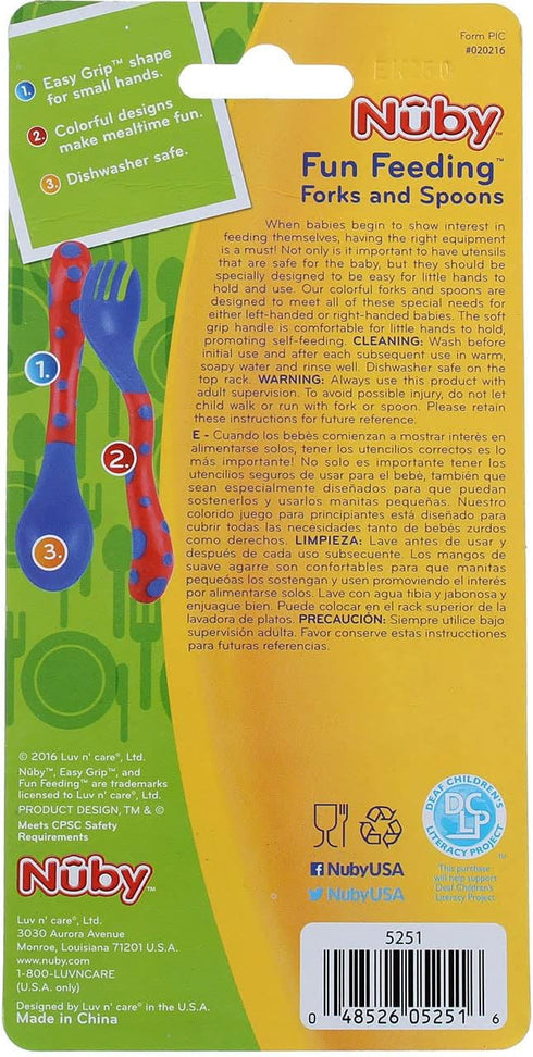 Nuby Fun Feeding Spoons & Forks 2-Pack - one size, yellow/green