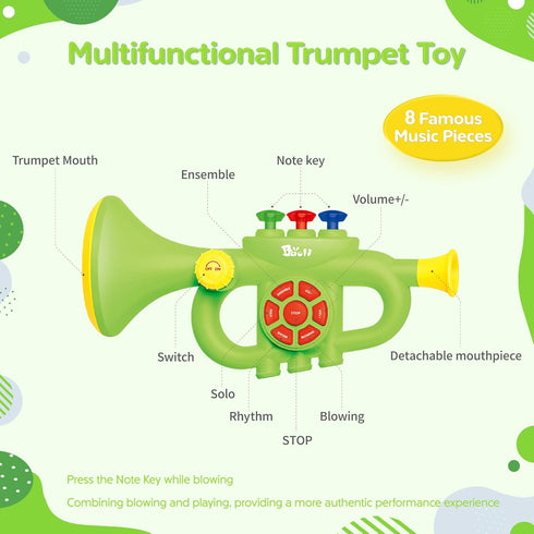 DOLPH HUG 2026 3 4 5 6 7 8, Generic Toddler Musical Trumpet Toy for Kids - Upgraded Musical Enlightenment Instrument