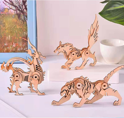 5 in 1 DIY 3D Wooden Animal Puzzles for Adults, Paintable Puzzle Kit for Home Decor & Stress Relief