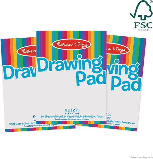 Melissa & Doug Drawing Paper Pad, 9 x 12 inches, 50 Sheets, 3-Pack - FSC Certified