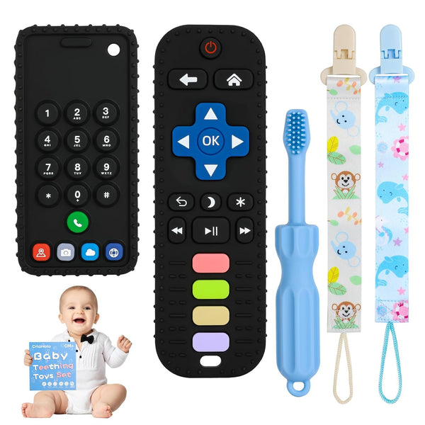 Baby Teething Toys, Remote Control Shape Teether, Cell Phone Chew Toy for Babies 3-24 Months, BPA Free