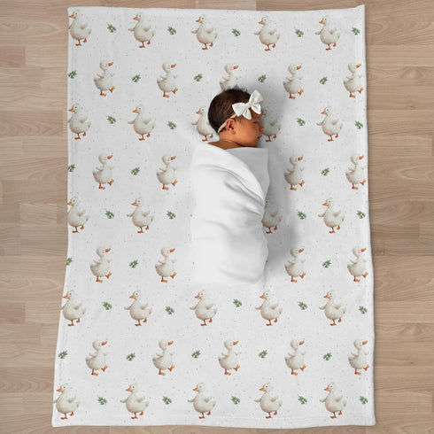 Selgkds Summer 60x80inch Spring Duck Boho Leaves Baby Blankets for Girls Boys Cute Ducks Green Leaves Swaddle Receiving