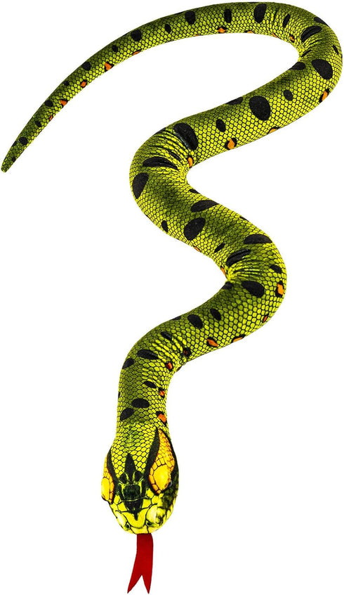 Snake Plush Toy - 59'' Large Washable Green Python Cuddle Toy, Soft Children's Gift for Birthday Party Favor