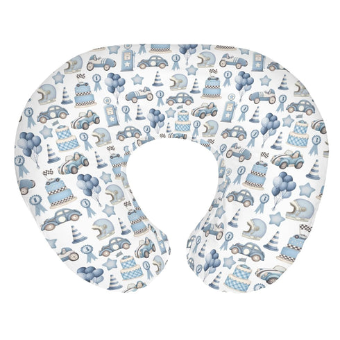 Watercolor Blue Racing Baby Nursing Pillow Covers for Boy Blue Racecar Balloon