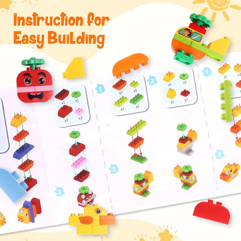 116 3 Creative Building Blocks - Pieces Large-Size Blocks, Build Train Animal, Ideal STEM Toy for Year Old Kids
