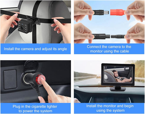 ZDAGELD 4.3 Inch 1080P 80% 150 360 8 Baby Car Camera Monitor, HD Rear Facing Car Mirror Camera with Upgraded Night