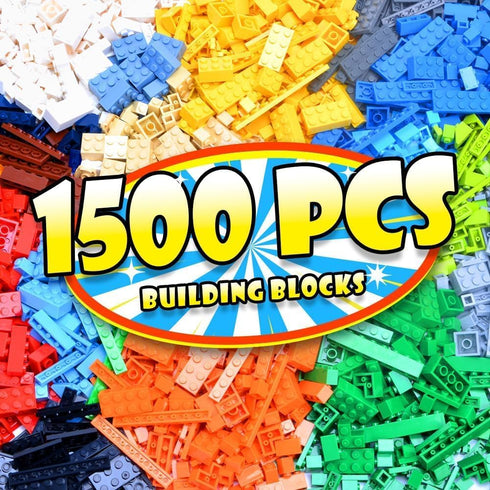 1500 Set 6 Lekebaby Classic Pieces Building Bricks Kit Basic Brick for Kids Creative Play, Compatible with All Major