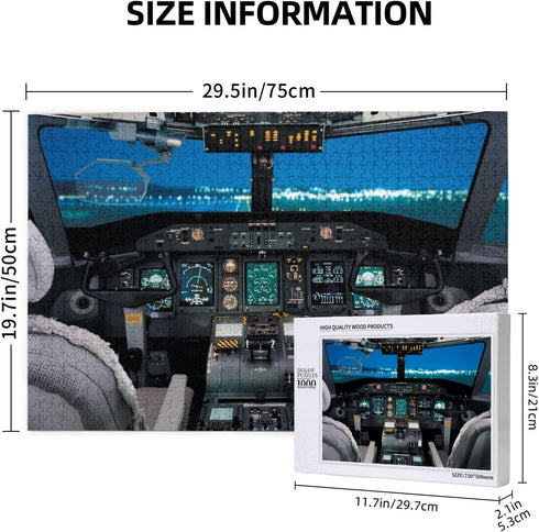 1000 12,Teens 29.5'' 19.7'', Pieces Airplane Cockpit View Jigsaw Puzzle,Fun Educational Toy for Kids Ages