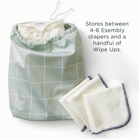 Set 2 Esembly Ditty Bag Duo - Reusable Waterproof Wet Bags for Cloth Diapers, Swimsuits, Toiletries, and Snacks