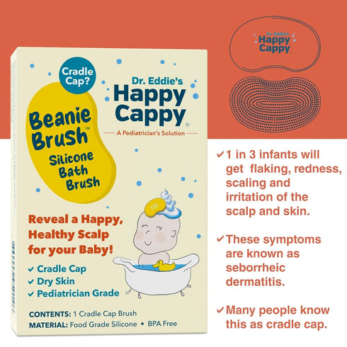 3 Happy Cappy Medicated and Daily Shampoo and Beanie Brush Bundle - Baby Dandruff Shampoo, Cradle Cap Brush for Babies